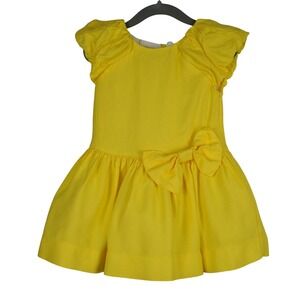 Mayoral Yellow Flutter Sleeve Bow‎ Dress Baby Toddler Girl Special Occasion 2T